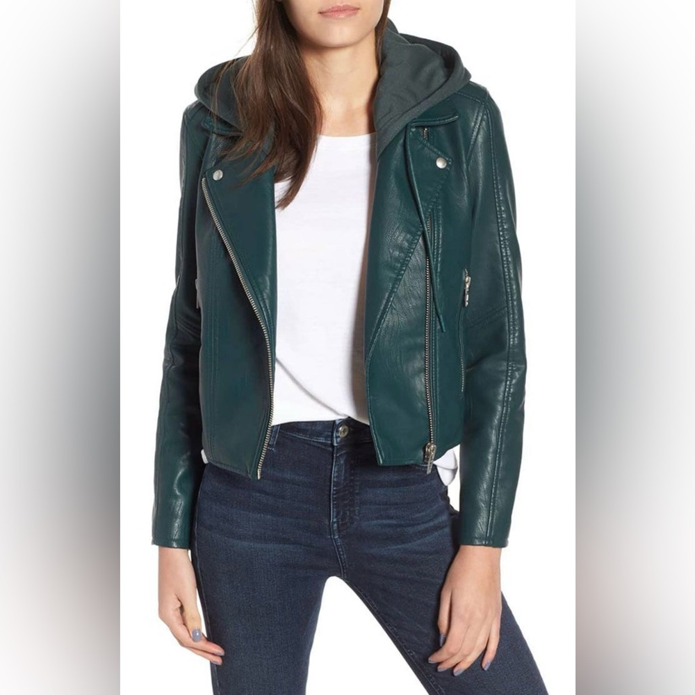 Blank NYC Teal Leather Jacket